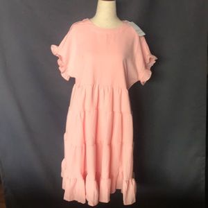 Coral Babydoll Tiered Dress